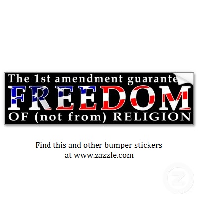 Freedom of religion bumper stickers at zazzle.com